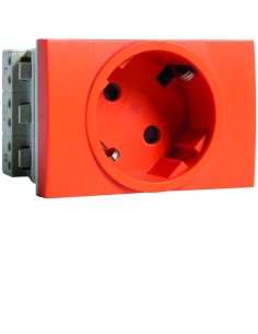 systo Gniazdo przelot. SCHUKO, 2P+Z, samozaciski, zab.dotyk. 3 moduły, pomarańczowy, 16A/250V WS171E Hager 2