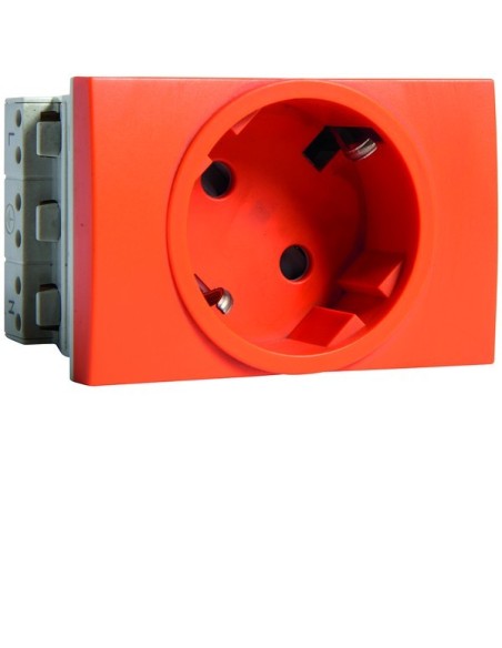 systo Gniazdo przelot. SCHUKO, 2P+Z, samozaciski, zab.dotyk. 3 moduły, pomarańczowy, 16A/250V WS171E Hager