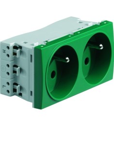 systo Gniazdo przelotowe z uziemieniem, 2x(2P+Z), samozaciski, 4 moduły, zielony, 16A/250V WS122V Hager 2