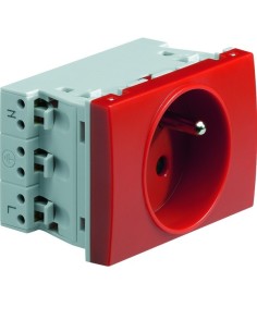 systo Gniazdo przelotowe z uziemieniem, 2P+Z, samozaciski, 3 moduły, czerwony, 16A/250V WS121R Hager 2
