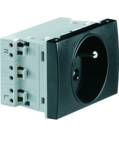 systo Gniazdo przelotowe z uziemieniem, 2P+Z, samozaciski, 16A/250V, 3M, czarny WS121N Hager 2