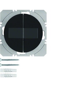 R.1/R.3 KNX RF Przycisk radiowy 2-kr płaski z baterią słoneczną Berker.Net, czarny, połysk 85656131 Berker Hager 2