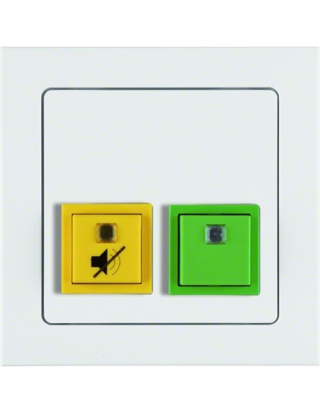 Q.3 System przywoławczy Przycisk anulowania/potwierdzenia obecności z ramką, biały aksamit 52056099 Berker Hager