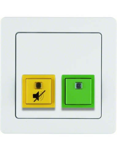 Q.1 System przywoławczy Przycisk anulowania/potwierdzenia obecności z ramką, biały aksamit 52056089 Berker Hager