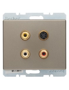 Arsys Gniazdo 3xCinch/S-Video, jasny brąz, lakierowany 3315329011 Berker Hager 2