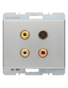 Arsys Gniazdo 3xCinch/S-Video, stal szlachetna, lakierowany 3315329004 Berker Hager 2