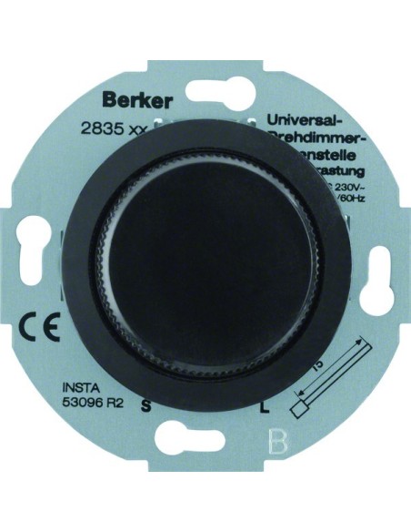 Serie 1930/Glas Rozszerzenie ściemniacza uniwersalnego z płynną regulacją i elementem centralnym, czarny 283511 Berker Hager