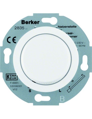 Serie 1930/Glas Rozszerzenie ściemniacza uniwersalnego z płynną regulacją i elementem centralnym, biały 283510 Berker Hager
