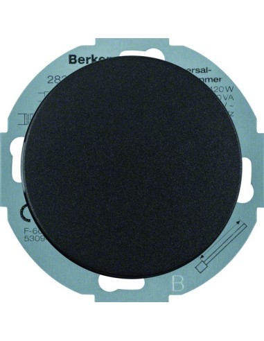 R.classic Ściemniacz uniwersalny z płynną regulacją i płytką czołową, czarny 28342045 Berker Hager