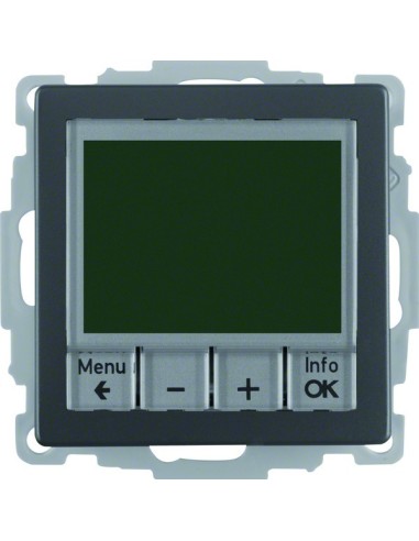 Q.x Regulator temperatury ze sterowaniem czasowym ze stykiem zwiernym i elementem centralnym, antracyt aksamit, lakierowany 2044