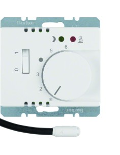 Arsys Regulator temperatury podłogowej z zestykiem zwiernym, elementem centralnym i łącznikiem, biały 20340069 Berker Hager 2