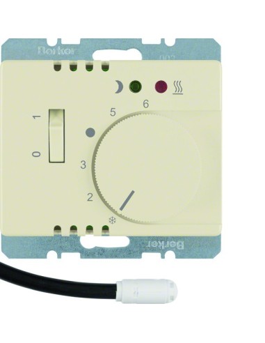 Arsys Regulator temperatury podłogowej z zestykiem zwiernym, elementem centralnym i łącznikiem, kremowy 20340002 Berker Hager