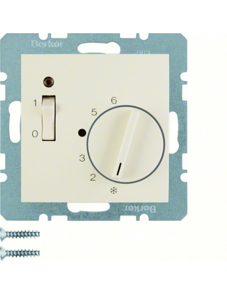 B.Kwadrat Regulator temperatury pomieszczenia 24 V ze stykiem zwiernym, elementem centralnym, łącznikiem i diodą, kremowy 203189