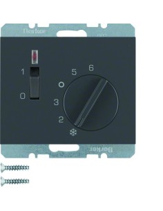 K.1 Regulator temperatury pomieszczenia z zestykiem zwiernym, elementem centralnym, łącznikiem i diodą, antracyt, mat 20307106 B 2