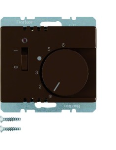 Arsys Regulator temperatury pomieszczenia z zestykiem zwiernym, elementem centralnym i łącznikiem, brązowy 20300001 Berker Hager 2