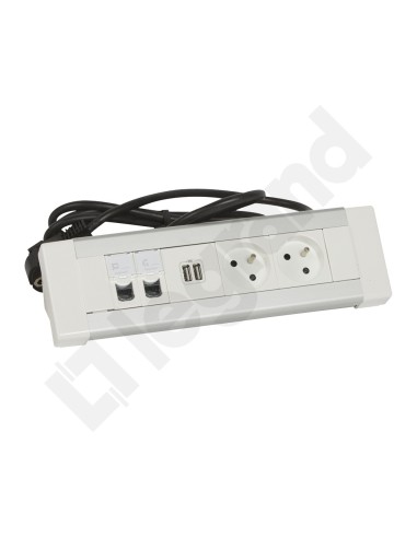 Blok biurowy 2 gniazda z/u 2x2P+Z +2xUSB+2xRJ45 kat6 ftp +kabel 054631