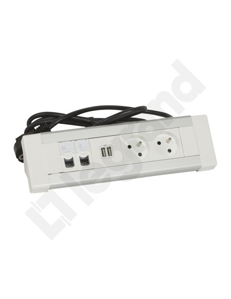 Blok biurowy 2 gniazda z/u 2x2P+Z +2xUSB+2xRJ45 kat6 ftp +kabel 054631