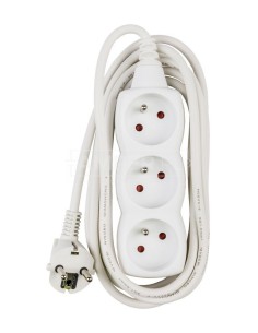 Przedłużacz 3-gniazda z/u 3m /H05VV-F 3G1/ biały P0313