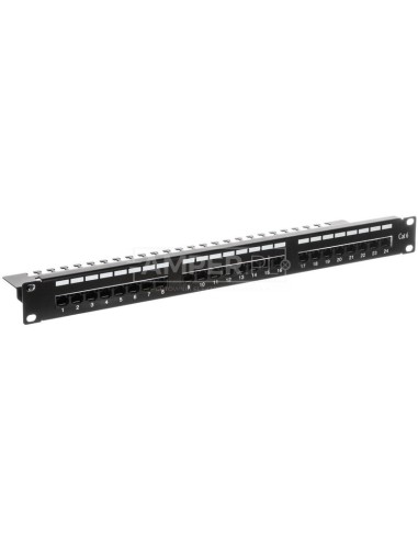 Patch panel kompletny 19 cali 24x RJ45 U/UTP kat. 6 1U z tacką czarny (RAL 9005) DN-91624U-EC