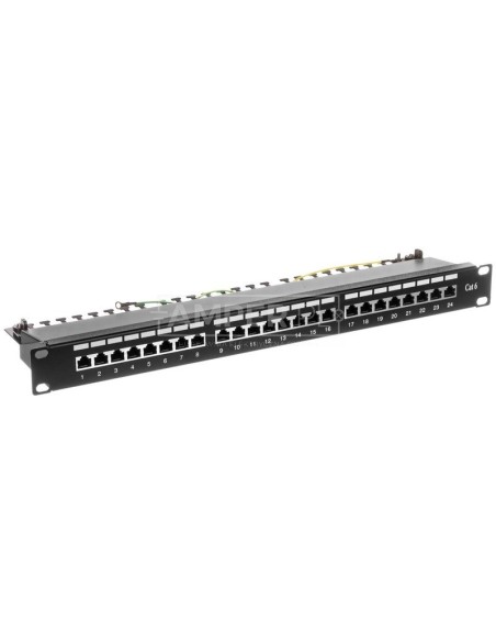 Patch panel kompletny 19 cali 24x RJ45 S/FTP kat. 6 1U z tacką czarny (RAL 9005) DN-91624S-EC