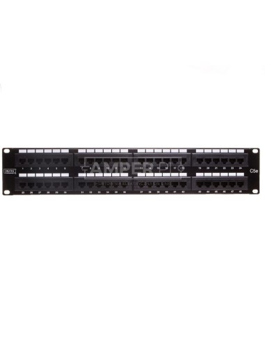 Patch panel kompletny 19 cali 48x RJ45 U/UTP kat. 5e 2U czarny (RAL 9005) DN-91548U