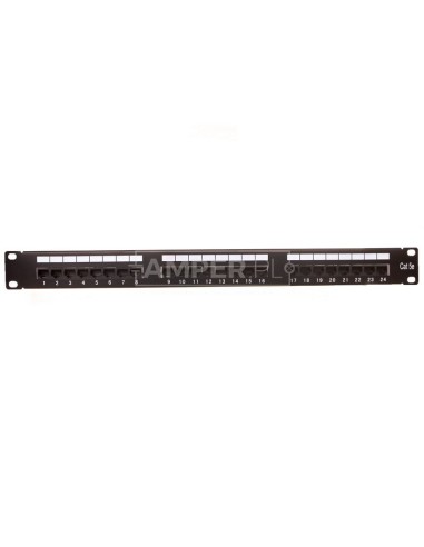 Patch panel kompletny 19 cali 24x RJ45 U/UTP kat. 5e czarny (RAL 9005) z tacką DN-91524U-EC