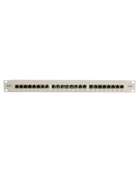 Patch panel kompletny 19 cali 24x RJ45 S/FTP kat. 5e 1U szary (RAL 7035) DN-91524S