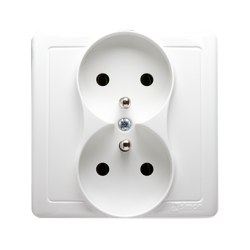 Basic Moduł gniazdo podwójne 2x2p+z kompletne białe - hurtownia elektryczna Amper.pl