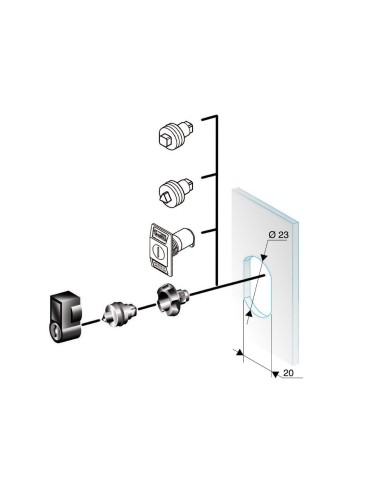 Trójkątna wkładka zamka 8mm, chromowana, dla obudów Spacial CRN i Thalassa PLM NSYTT8CRN