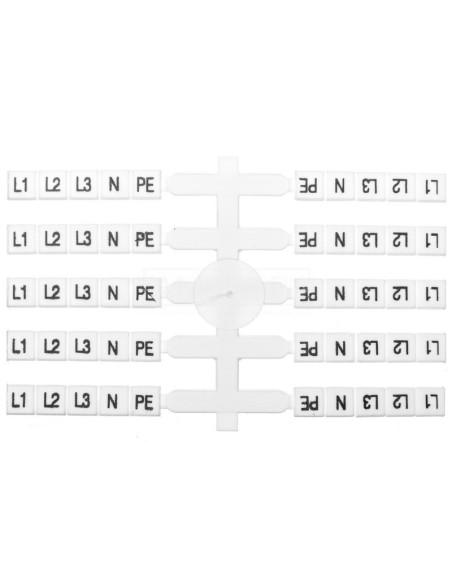 Oznacznik elastyczny do złączek szynowych EO3 /L1, L2, L3, N, PE/ 40x5szt. (200szt.) 003901816