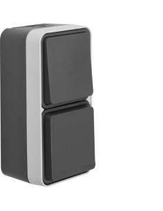 W.1 Łącznik uniwersalny z gniazdem z uziemieniem pionowy, kompletny, IP55, szary 6768843515 Berker Hager 2