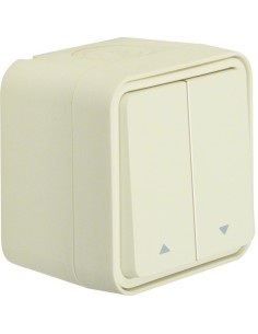 W.1 Łącznik żaluzjowy przyciskowy nadruk symboli "strzałka" kompletny IP55 biały 50753502 Berker Hager 2