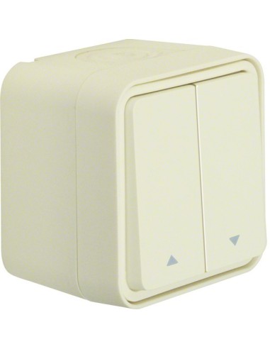 W.1 Łącznik żaluzjowy przyciskowy nadruk symboli "strzałka" kompletny IP55 biały 50753502 Berker Hager