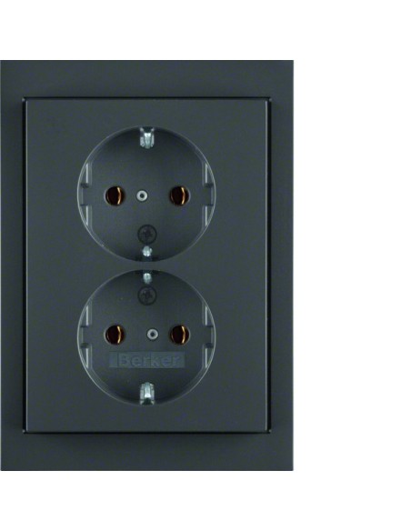 K.1 Gniazdo podwójne SCHUKO komplet, antracyt mat, lakierowany 47537006 Berker Hager