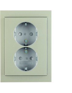 K.5 Gniazdo podwójne SCHUKO komplet, stal szlachetna, lakierowana 47537004 Berker Hager 2