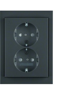 K.1 Gniazdo podwójne SCHUKO komplet, antracyt mat, lakierowany 47297006 Berker Hager 2