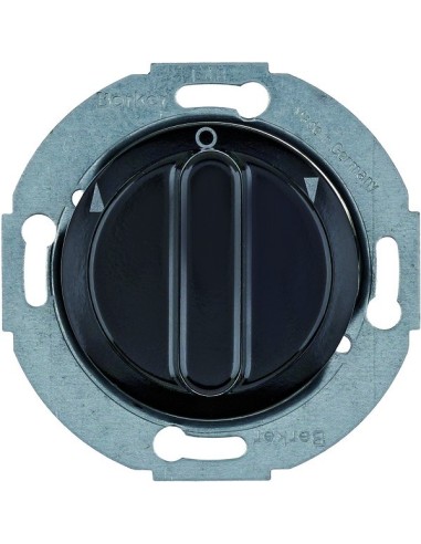 Serie 1930/Glas Łącznik żaluzjowy obrotowy z elementem centralnym i pokrętłem, 2-biegunowy, czarny 381201 Berker Hager