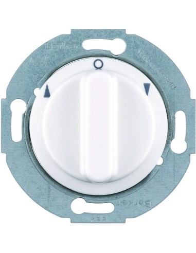 Serie 1930/Glas Łącznik żaluzjowy obrotowy z elementem centralnym i pokrętłem, 2-biegunowy, biały 3812 Berker Hager