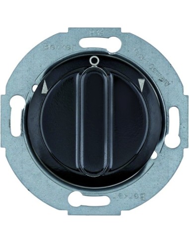 Serie 1930/Glas Łącznik żaluzjowy obrotowy z elementem centralnym i pokrętłem, 1-biegunowy, czarny 381101 Berker Hager