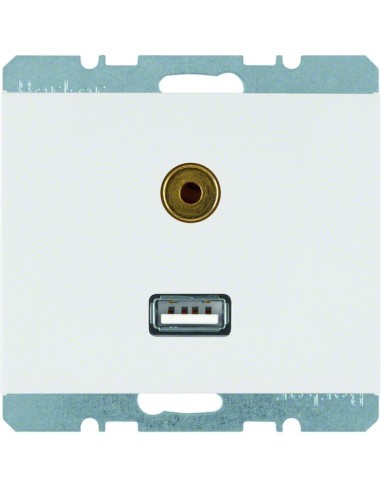 K.1 Gniazdo USB/3,5mm audio, biały, połysk 3315397009 Berker Hager