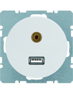 R.1/R.3 Gniazdo USB/3,5mm audio, biały, połysk 3315392089 Berker Hager 2