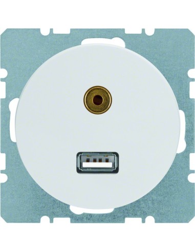 R.1/R.3 Gniazdo USB/3,5mm audio, biały, połysk 3315392089 Berker Hager