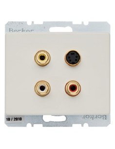 Arsys Gniazdo 3xCinch/S-Video, kremowy, połysk 3315320002 Berker Hager 2