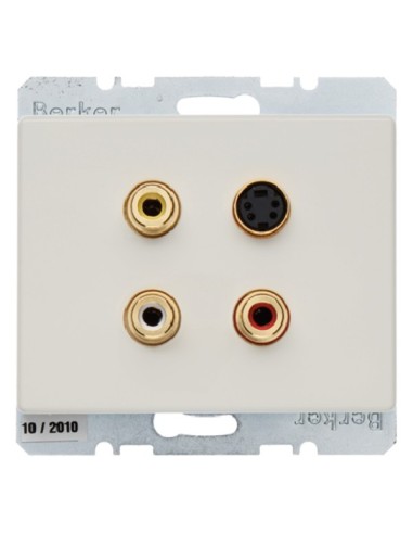 Arsys Gniazdo 3xCinch/S-Video, kremowy, połysk 3315320002 Berker Hager