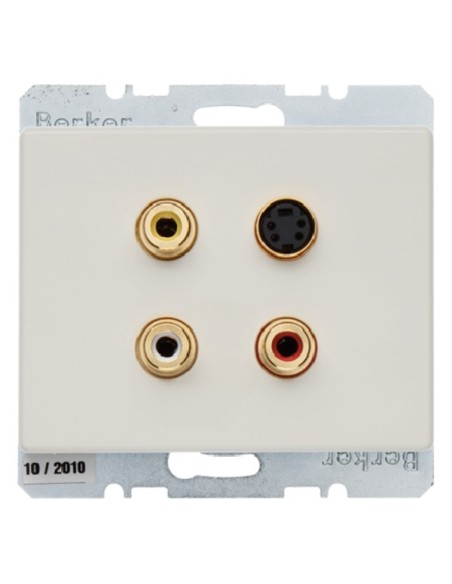 Arsys Gniazdo 3xCinch/S-Video, kremowy, połysk 3315320002 Berker Hager