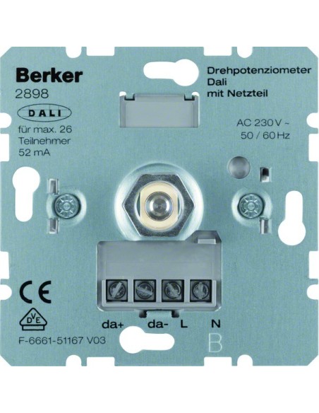 one.platform Potencjometr obrotowy DALI z wbudowanym zasilaniem, mechanizm 2898 Berker Hager