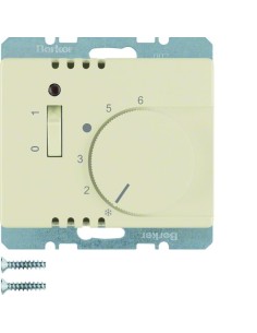 Arsys Regulator temperatury pomieszczenia z zestykiem zwiernym, elementem centralnym i łącznikiem, kremowy 20300002 Berker Hager 2