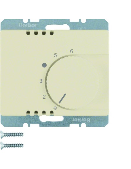 Arsys Regulator temperatury pomieszczenia z zestykiem zmiennym i elementem centralnym, kremowy 20260002 Berker Hager