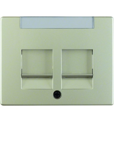 Arsys Płytka czołowa podwójny z zasuwami chroniącymi przed kurzem z polem opisowym, stal szlachetna, lakierowana 11829004 Berker