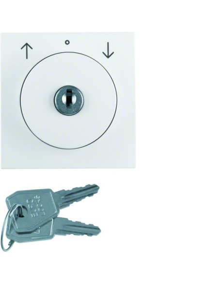 S.1/B.3/B.7 Płytka czołowa z zamkiem do łącznika żaluzjowego na klucz, biały, połysk 10828989 Berker Hager